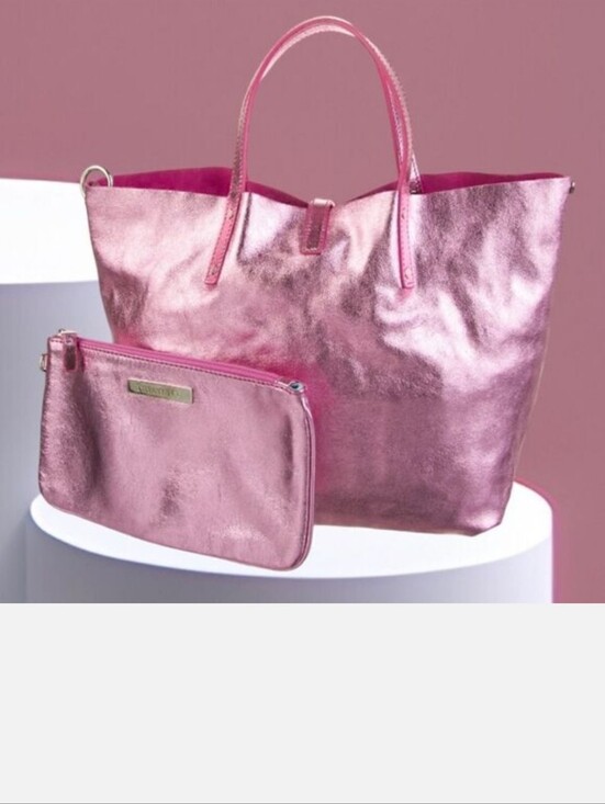 Tiffany & Co. Handbags - NWOT TIFFANY & CO Pink Women's Reversible Suede And Pink Metallic Bag
